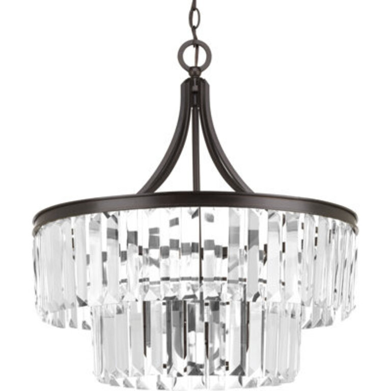 Glimmer 5 - Light Crystal Chandelier Base Finish: Antique Bronze