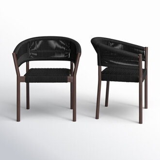 Chakiya Stacking Patio Dining Chair in Eucalyptus Wood with Rope