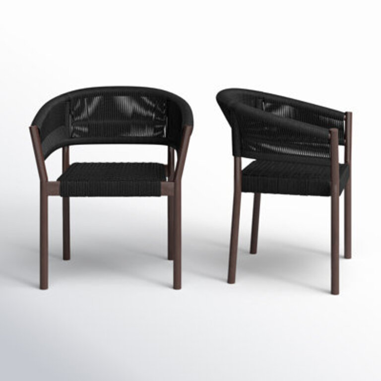 Chakiya Stacking Patio Dining Chair in Eucalyptus Wood with Rope