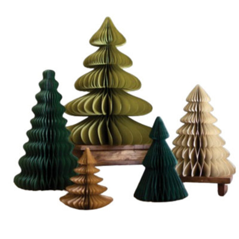 SET OF FIVE PAPER ACCORDIAN CHRISTMAS TREES - ONE EACH
