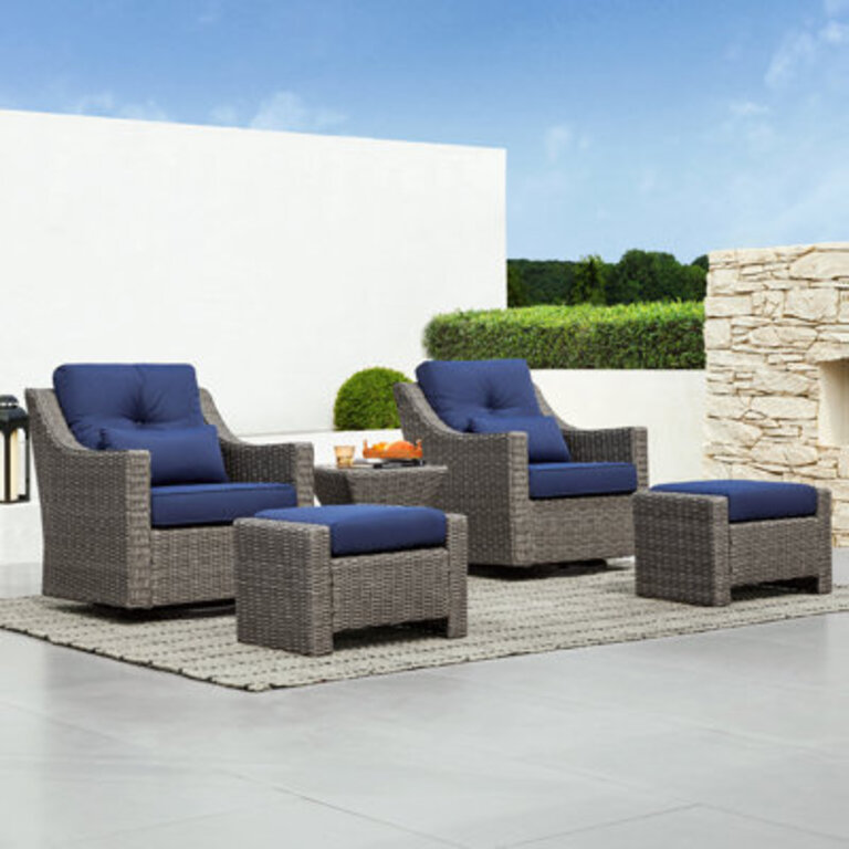 Keaisha Person Outdoor Swivel Wicker Glider Seating Group with