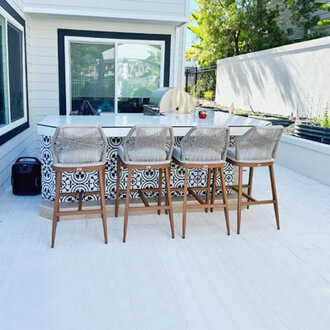 Henno Powder Coated Aluminum Outdoor 285 Bar Stool with Cushion