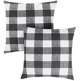 Banbridge Plaid IndoorOutdoor Reversible Throw Pillow