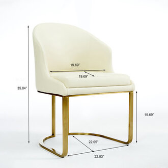 Ciarra Modern Luxury Dining Chair PU Leather Upholstery Stainless Steel Base