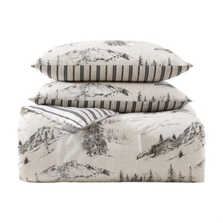 Eddie Bauer Rocky Mountain Cabin Cotton Reversible Grey Comforter Set