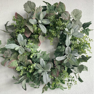 Large Lambs Ear Foliage 26 Greenery Wreath for Front Door