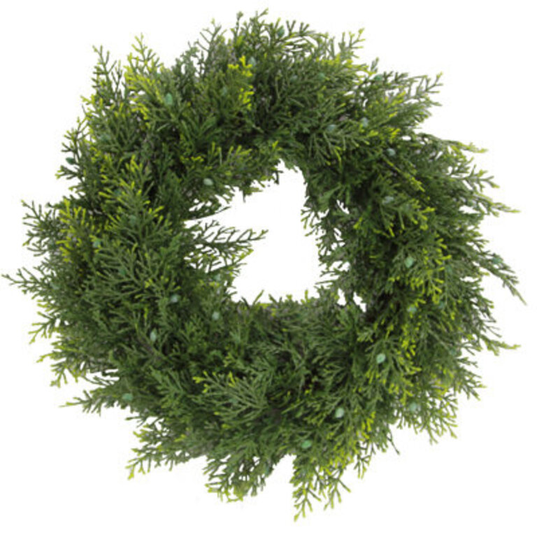 20 Inches Faux Cedar Wreath With Berry Holiday Christmas wreath Home Christmas Decor Green-Berry