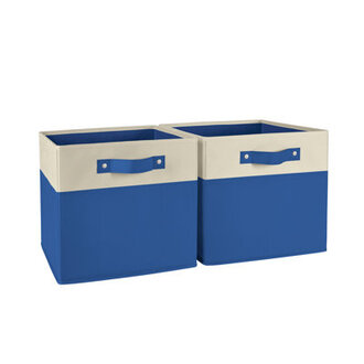 RiverRidge Kids 2pc Two-Tone Fabric Collapsbilble Cube Storage Organizers with Handles