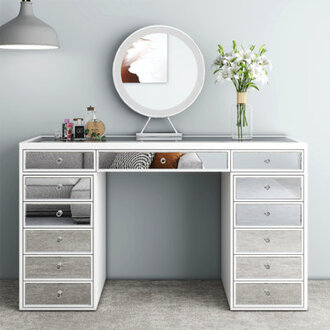 Patternson Mirrored Vanity Table 13-Drawer