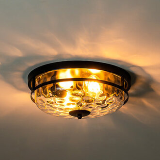 Boatner Flush Mount Ceiling Light With Clear Hammered Glass Boatner Flush Mount Ceiling Light With Clear Hammered Glass