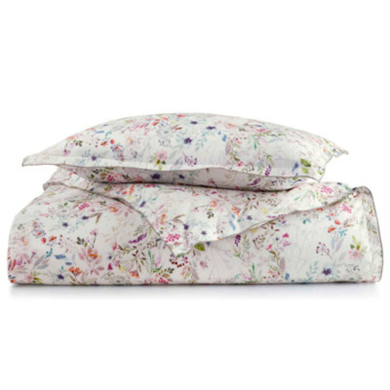 Chloe Cotton WhitePinkGreen Farmhouse  Country Duvet Cover