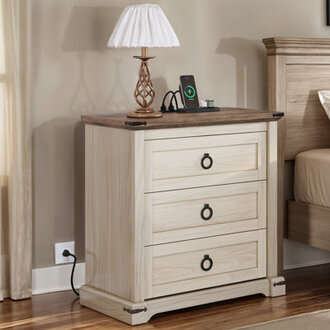Runnie 3 - Drawer Nightstand in BrownBeige