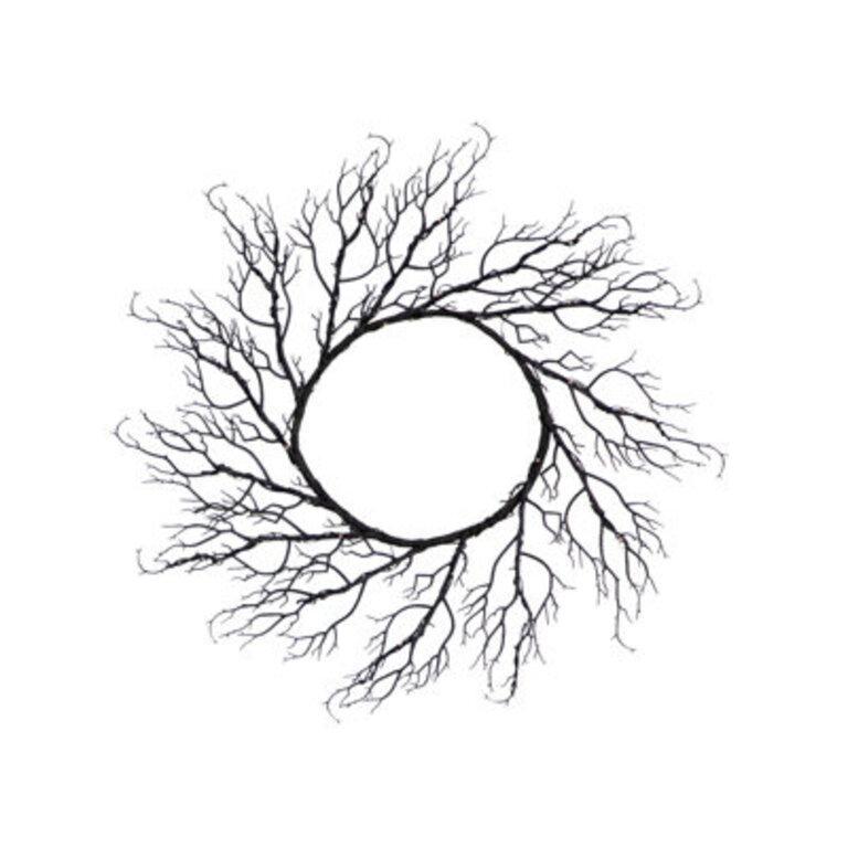 23in Pre-Lit Halloween Black Fall Wreath with 60 Orange and Purple LED Lights