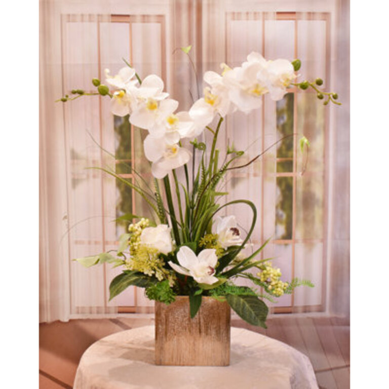 Faux Silk Orchid Arrangement in Vase