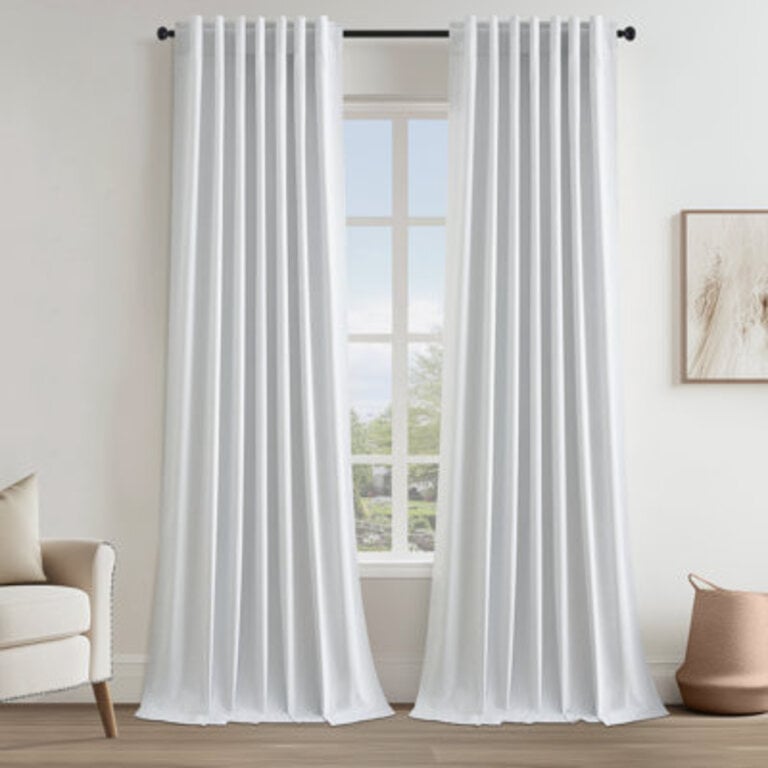 Dennan 100 Blackout Thermal Insulated Linen DrapesBack Tab Hooks Drapes Set of 2With Hooks
