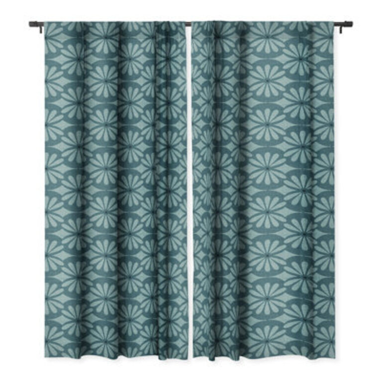 Heather Dutton Solstice Teal 1pc Blackout Window Curtain Panel