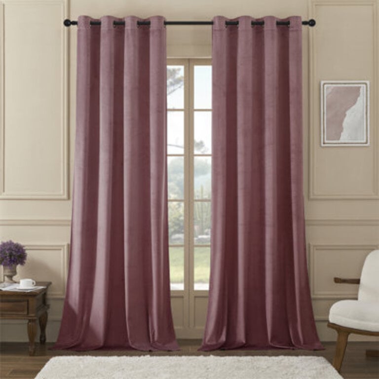 Deavion Velvet Solid Color Metal Grommets Room Darkening Curtain Panels