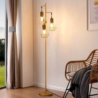 Crevan 65 Dimmable Rattan Tree Floor Lamp With 3 Bulbs Included