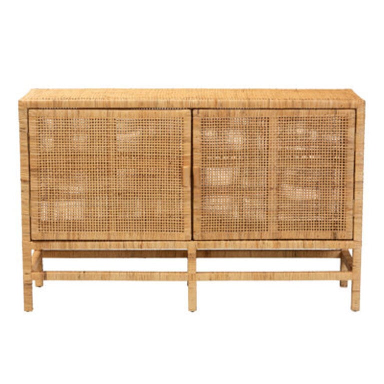 Wroblewski 2 - Door Rattan and Mahogany wood Accent Cabinet