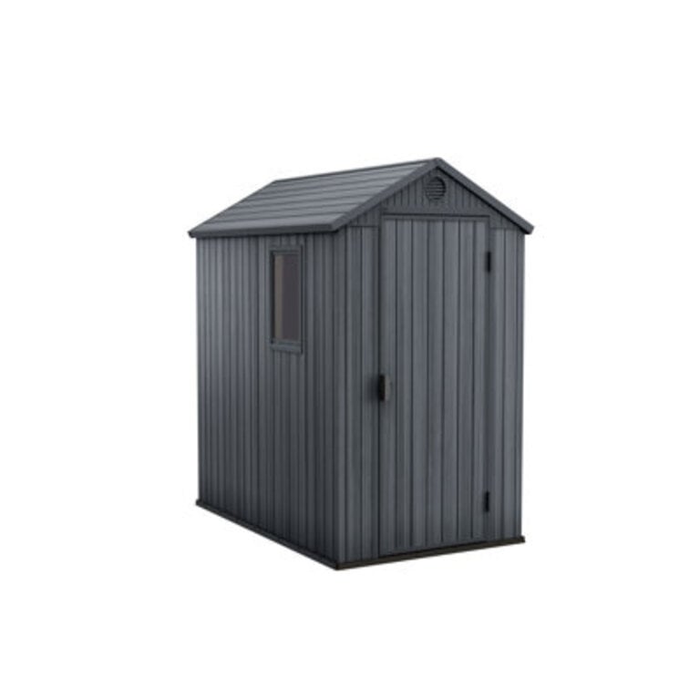 Keter Darwin 4x6 ft Resin Outdoor Storage Shed With Floor for Patio Furniture and Tools Graphite
