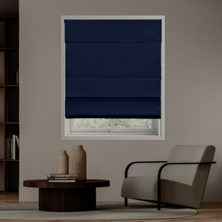 Coursey Cordless Blackout 100 Cotton Roman Shade with Cellular Shade Backing