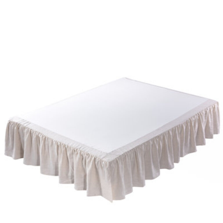 Stone Washed French Linen Ruffled 16 inch Bed Skirt