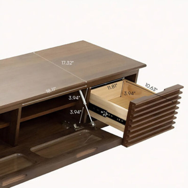 Lesterny Media Console Minimalist TV Stand with Drawers Flip-down Door Fully-Assembled