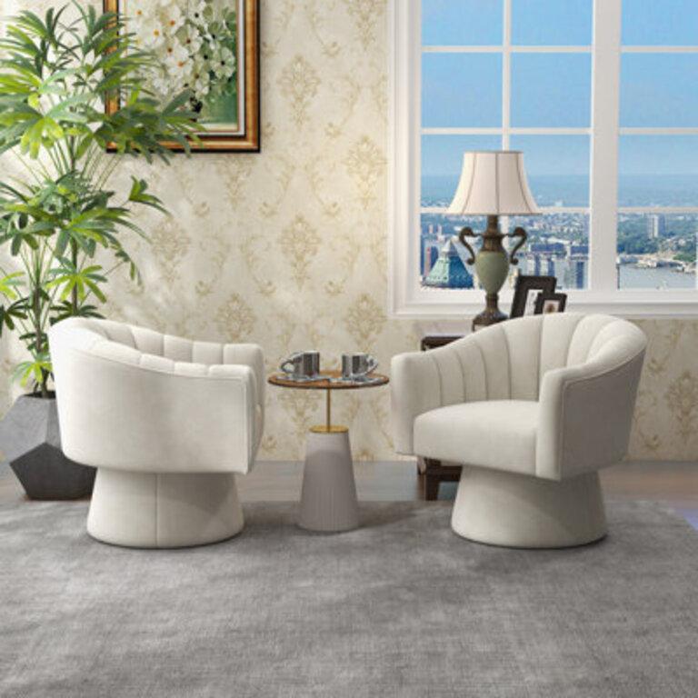 Iryanna 252 Wide Tufted Velvet Swivel Barrel Chair