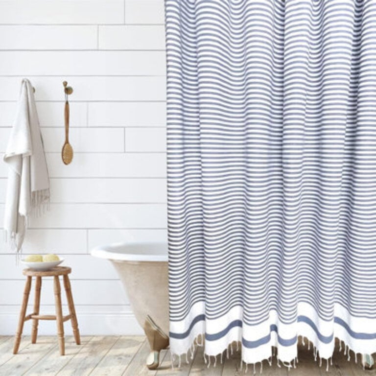Catalina 100 Cotton Striped Single Shower Curtain