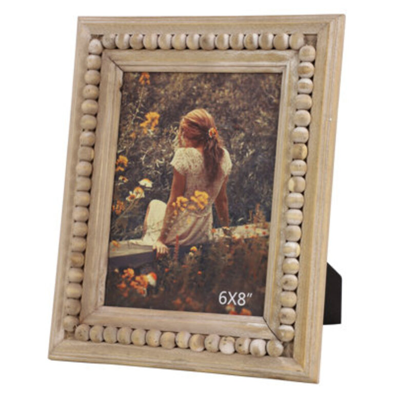 Wood Beaded 1 Slot Photo Frame