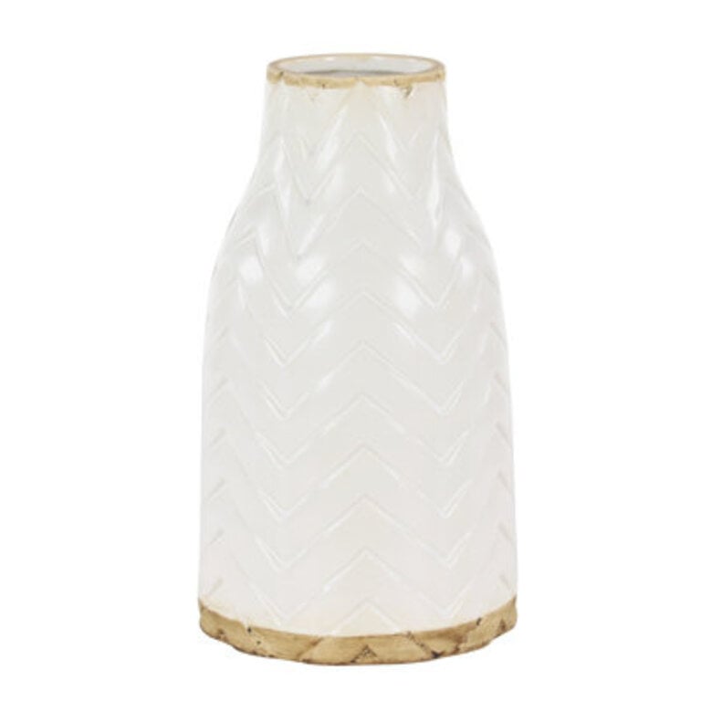 Porcelain Ceramic Decorative Vase with Brown Base