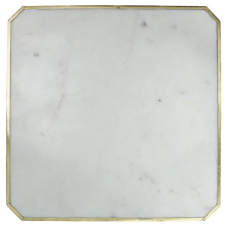 Loren Platter With Brass Edge Marble - Square