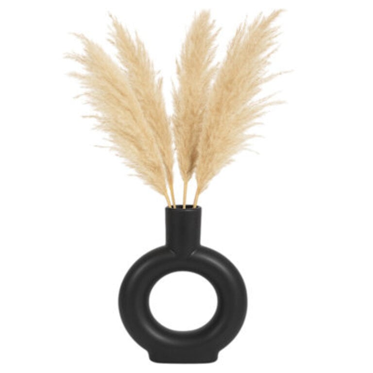 Neutral Modern Ceramic Table Accent Round Cut-Out Vase