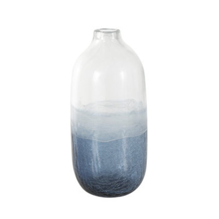 Amellia Glass Wavy Ombre Decorative Dark Blue Vase with Textured Base