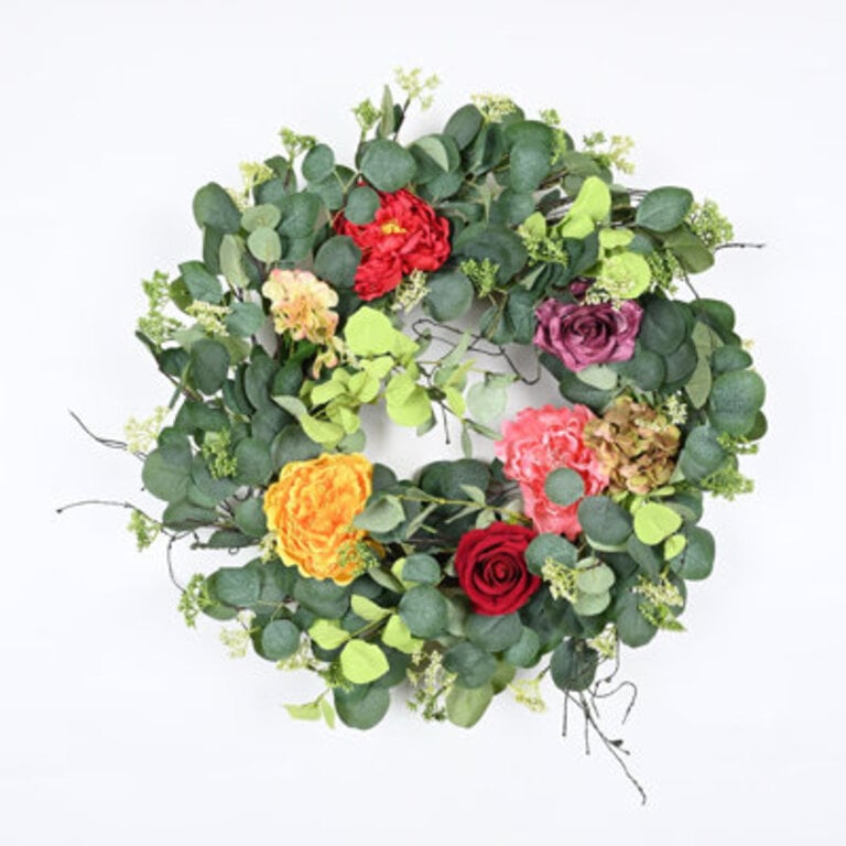 24 Everyday ArtificialEucalyptus Peony Rose Front Door Wreath
