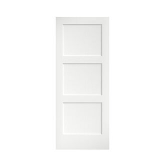 80-in 3-Panel Equal Shaker Solid Wood Primed Slab Door