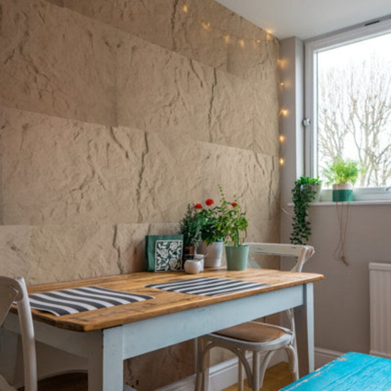 24 x 48 3D Wall PanelingPU Wall Panels for Interior Wall Decor in Stone Yellow 4-pack