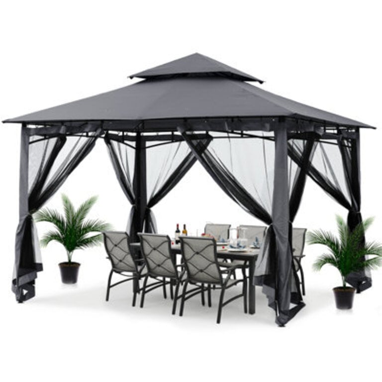 12 Ft W x 10 Ft D Steel Patio Gazebo The Soft Roof Gazebos
