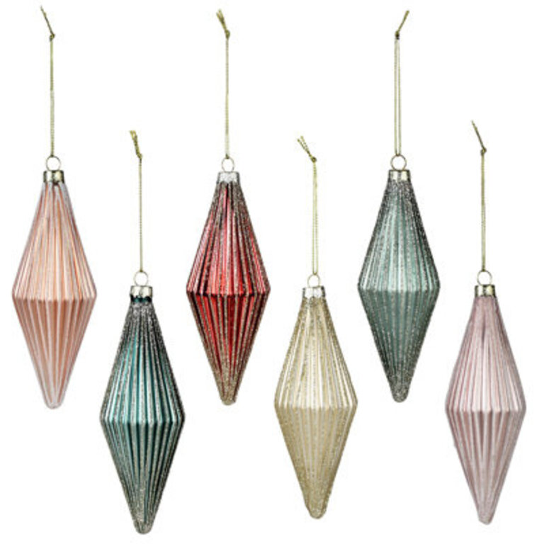 Ribbed Rhombus Ornament Accessory Set of 6