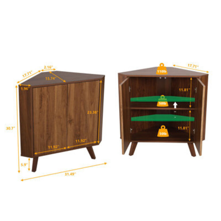 Japria 2 Door Corner Accent Cabinet