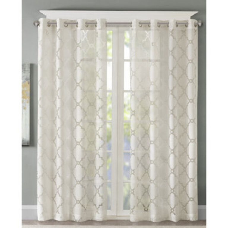 Eden Fretwork Burnout Sheer Single Curtain Panel