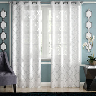 Eden Fretwork Burnout Sheer Single Curtain Panel
