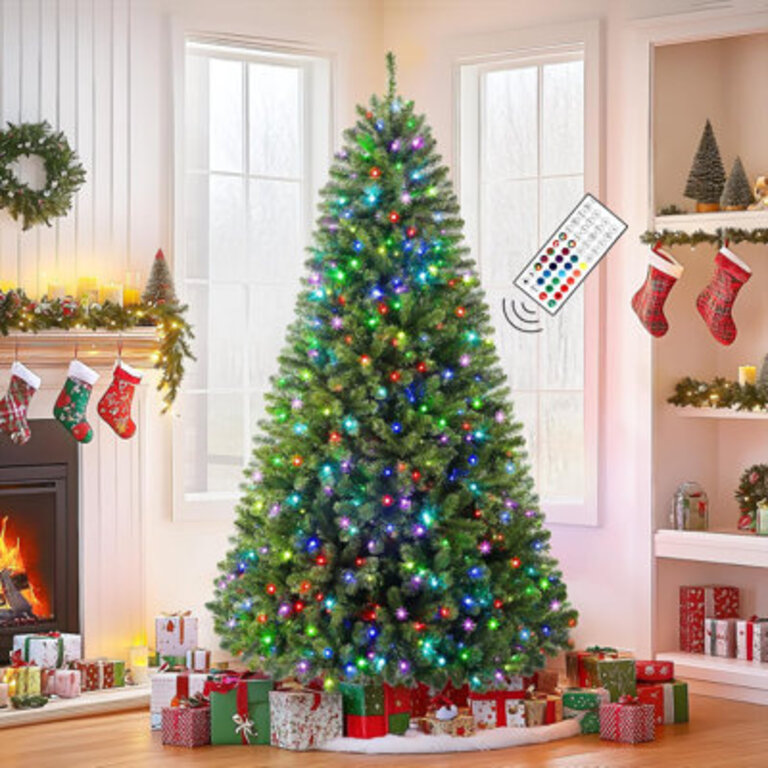 Christmas Tree With Remote Control RGB Lights Branch Tips And Foldable Metal Stand