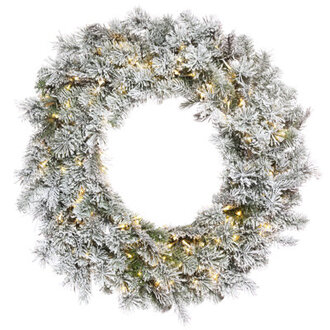 Winfield Flocked Kiana Pine Flocked Kiana Artificial Christmas Wreath 3MM Warm White