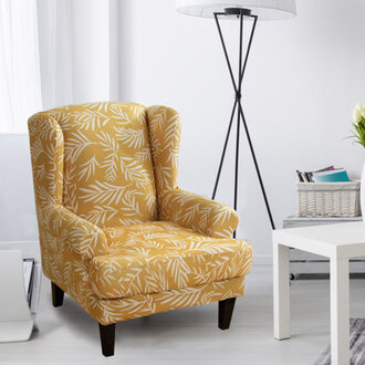 2-Pieces Print Tiger Stool Sofa Cover - Wing Back Chair SlipcoversDetachable And Washable