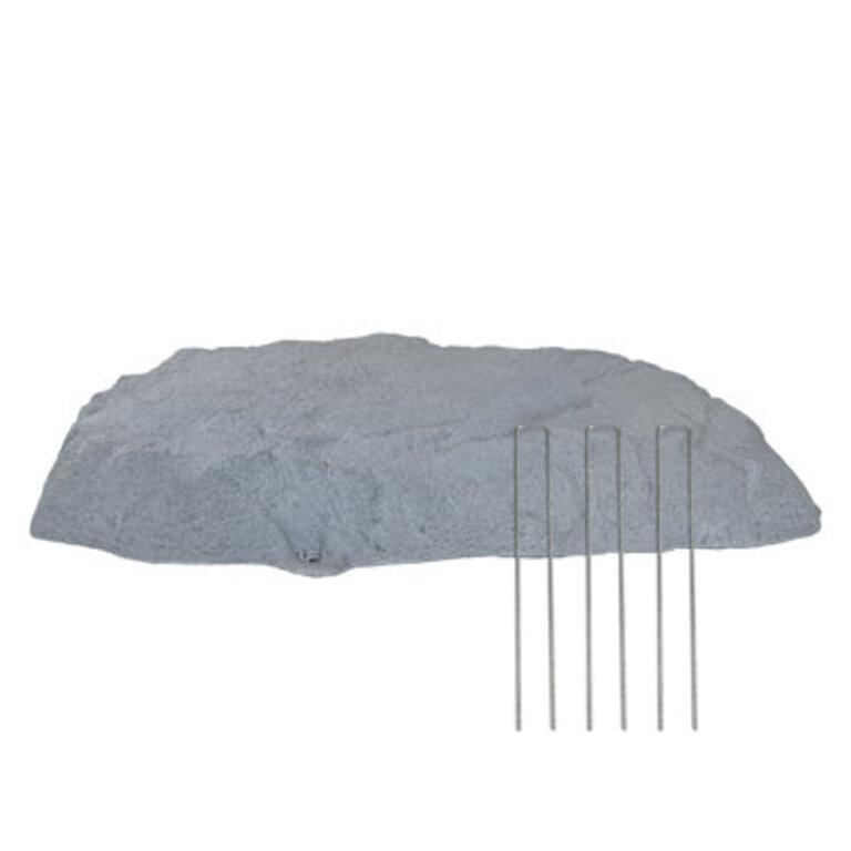 Flat-Profile Artificial Garden Rock with Stakes