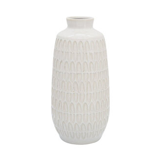 Estancia Modern Vase with Sculpted Embossed Detailing - Sleek Silhouette for Home Decor Styling