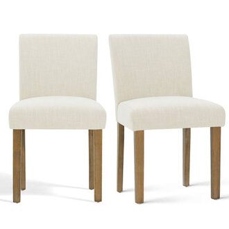 185 Seat Height Linen Upholstered Solid Wood Dining Chair