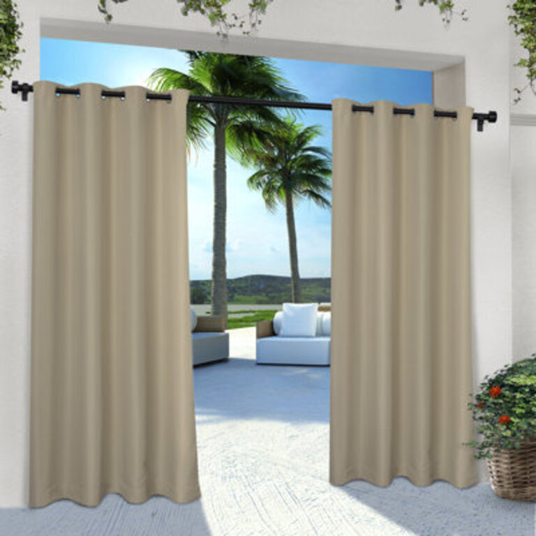 TOWN  COUNTRY BASICS Cabana Solid Indoor Outdoor Light Filtering Grommet Top Curtains 2-Pack Set