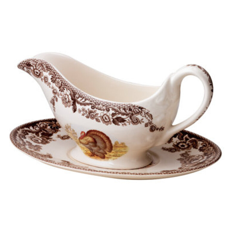 Spode Woodland Turkey Sauce Boat  Stnd 11 Oz Turkey